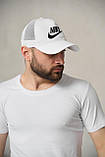 Кепка Nike з сіткою біла, чорне лого, фото 2
