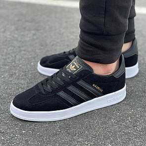 Кросівки чоловічі чорні Adidas Gazelle Black White (13643)