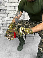 Тактические флисовые зимние перчатки мультикам Зимние армейские перчатки из флиса зсу