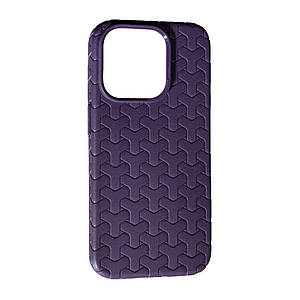 Чохол силіконовий Leather Case Weaving для iPhone 15 Pro фіолетовий