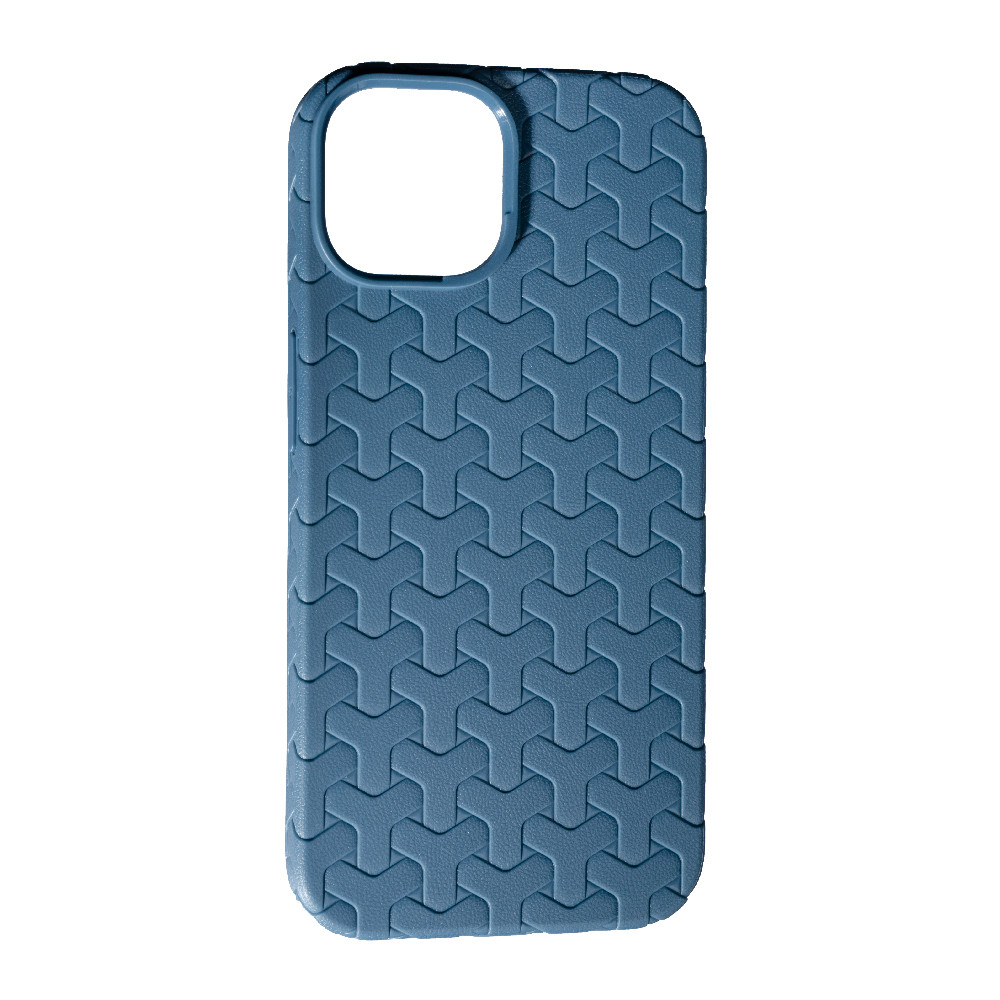 Чохол силіконовий Leather Case Weaving для iPhone 15 синій
