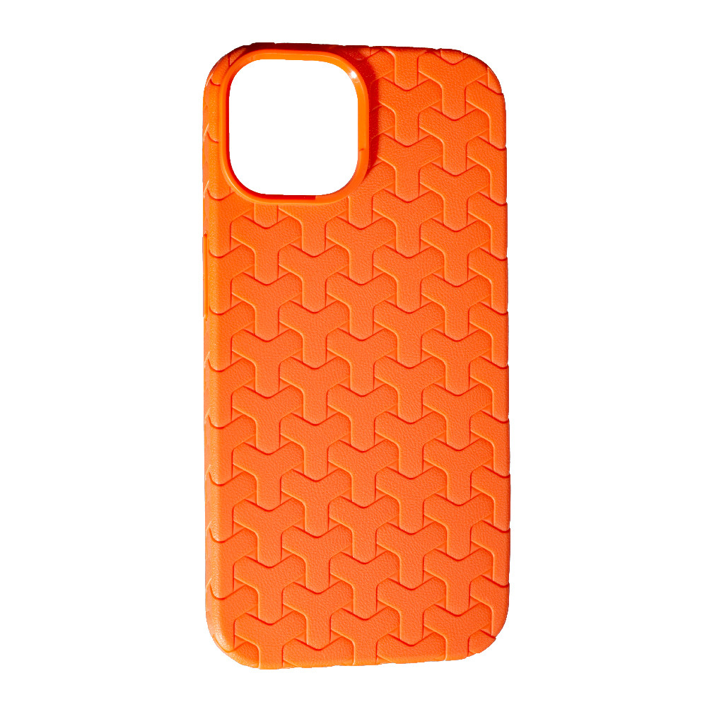 Чохол силіконовий Leather Case Weaving для iPhone 15 жовтогарячий