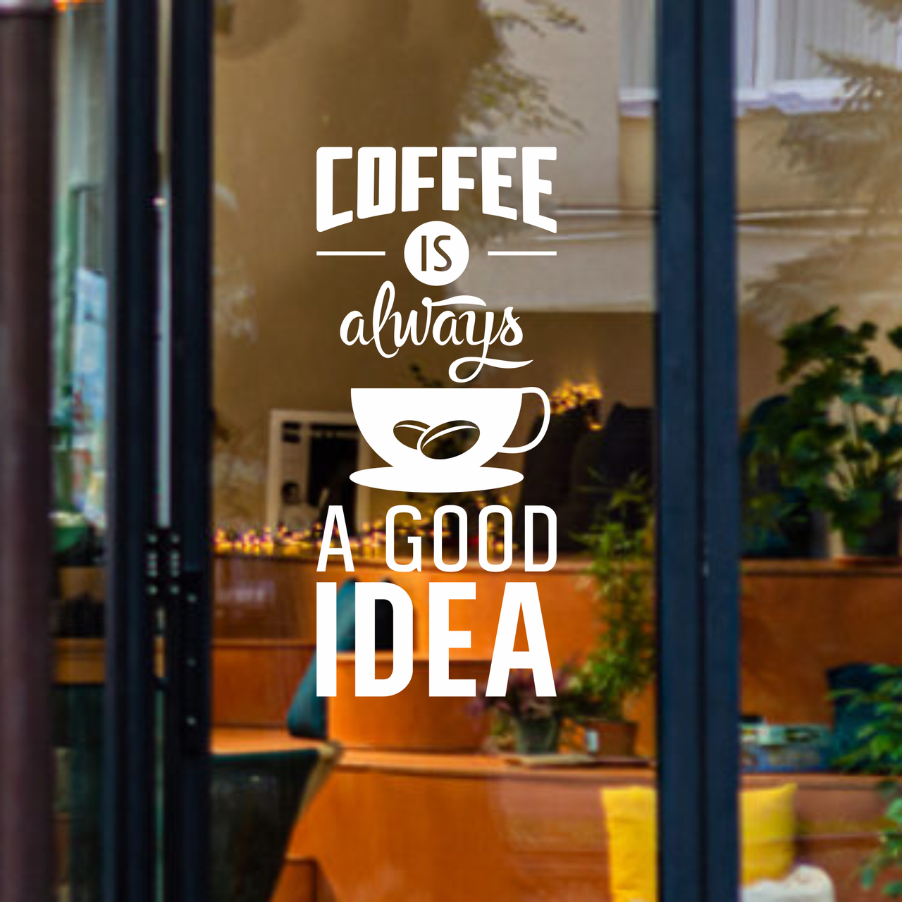 Вінілова наклейка Coffee is always a good idea (Кава завжди гарна ідея декор кухні) 30х70см матова Білий