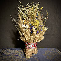 Різдвяний Дідух 25 см – колосся, льон, сухоцвіти, handmade
