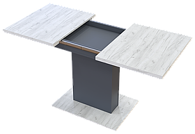 Обідній стіл Бостон розсувний 110-150х70 см дсп дуб-крафт-білий +графіт на ніжці-колоні