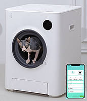 Автоматический туалет лоток для кошек PET MARVEL, "Кубик Рубик" WiFi, OZON-стерилизация Белый