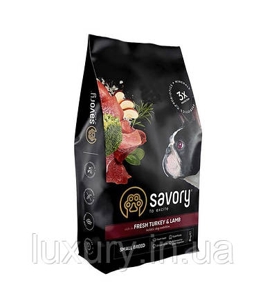 Корм SAVORY сухий для собак малих порід зі свіжим ягням та індичкою 8кг арт.30365, фото 1