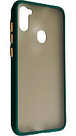 TPU чехол накладка Matte Color Case для Samsung Galaxy M11 темно-зеленый