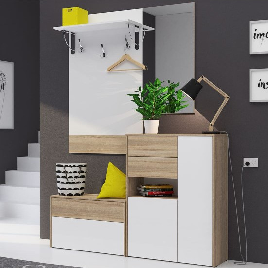 Передпокій Narine Нарін ДСП Luxe Studio, комплект меблів у передпокій складається з вішака, дзеркала, комода та тумби, фото 1
