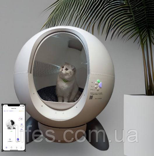 Автоматичний туалет для великих порід кішок PETLOO V-87l WiFi з відеокамерою Об'єм 87 літрів УФ-дезінфекція Білий