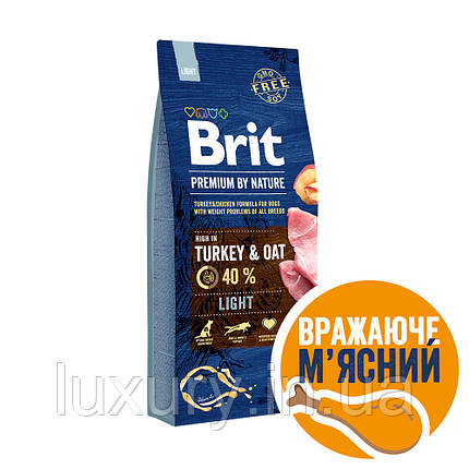 Корм Brit Premium сухий для собак з надмірною вагою Бріт Преміум Дог Лайт з індичкою 15кг арт.170841/526604, фото 1