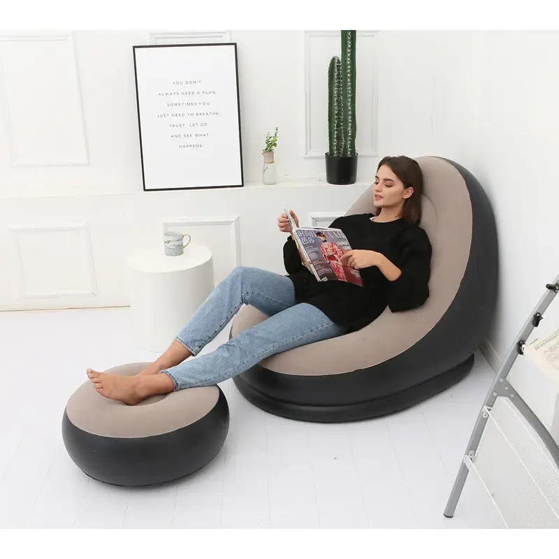 Надувное садовое кресло с пуфиком Air Sofa Comfort zd-33223, велюр, 76*130 см - фото 3 - id-p1978418631