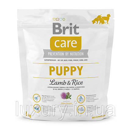 Корм Brit Care сухий для цуценят та молодих собак усіх порід Бріт Кеа Паппі Ол Брід з ягнятиною та рисом від 4 тижнів до 12, фото 1