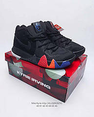 Nike Kyrie 4 Black White Кайрі чорні чоловічі баскетбольні кросівки