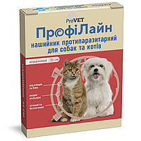 Нашийник ProVET ПрофіЛайн для котів та собак 35 см, кораловий (інсектоакарицид) PR241020