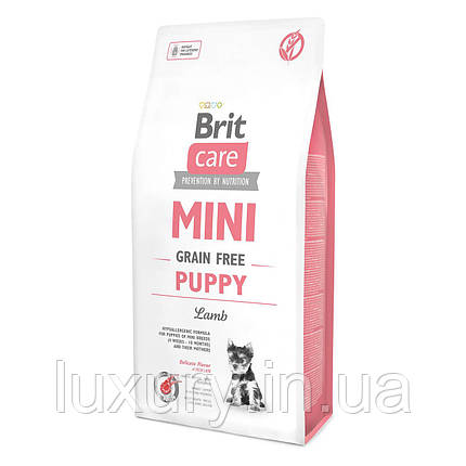 Корм Brit Care сухий для цуценят дрібних порід та лактуючих собак Бріт Кеа Грейн-Фрі Міні Паппі з ягнятиною від 4 тижнів до 10, фото 1