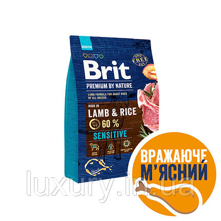 Корм Brit Premium сухий для собак з чутливим травленням усіх порід Бріт Преміум Дог Сенсатів з ягнятиною 3кг арт.170843/526628, фото 1