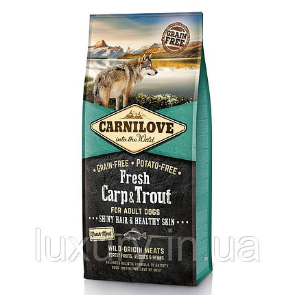 Корм Carnilove сухий для дорослих собак всіх порід Карнілав Фреш з коропом та фореллю 12кг арт.170872/527557, фото 1