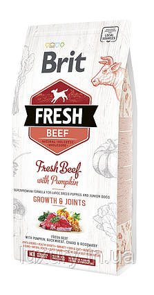 Корм Brit Fresh сухий для цуценят та молодих собак великих порід Бріт Фреш Паппі Лардж з яловичиною та гарбузом 2.5кг, фото 1