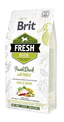 Корм Brit Fresh сухий для дорослих активних собак Бріт Фреш Ектів Ран енд Ворк з качкою та пшоном 2.5кг арт.170998/530823, фото 1