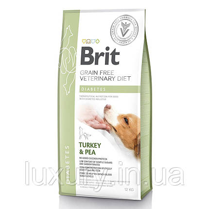 Корм Brit VetDiets сухий дієтичний беззерновий для собак при цукровому діабеті Бріт Вет Даєтс Дог Грейн Фрі Діабертс з індичкою та, фото 1
