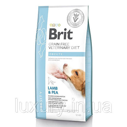 Корм Brit VetDiets сухий дієтичний беззерновий для собак при ожирінні та надмірній вазі Бріт Вет Даєтс Обезіті з ягнятиною, фото 1
