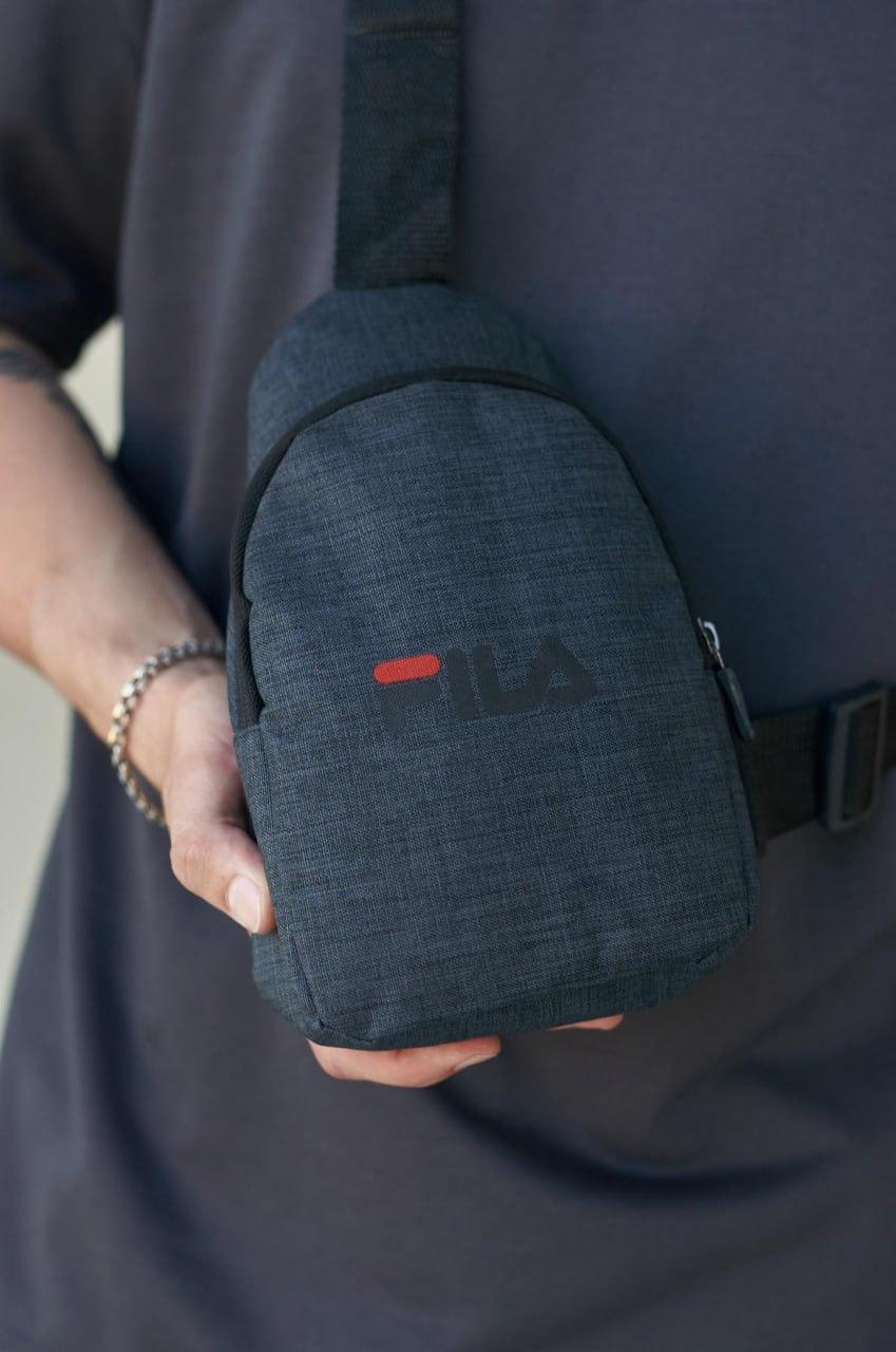Сумка слінг чоловіча fila темно-сіра меланж сумка невелика повсякденна барсетка через плече філа