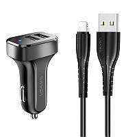 АЗУ Usams C13 2.1A Dual USB + U35 Lightning cable (1m) TRE