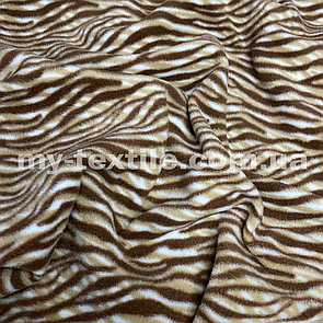 Фліс принт полартек зебра Бежевий з білим