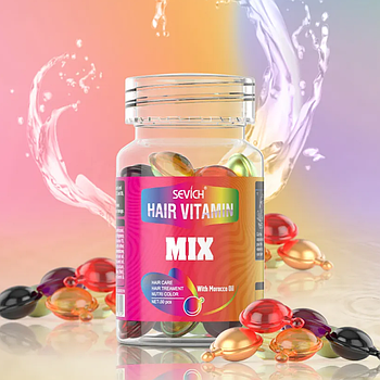 ОПТ від 10 шт, Капсули для волосся, МІКС 30 шт, Sevich / Капсули з оліями для блиску волосся / Олія для догляду за волоссям