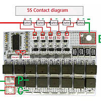 Плата BMS 3S, 4S, 5S 100A для LiFePO4 аккумулятора