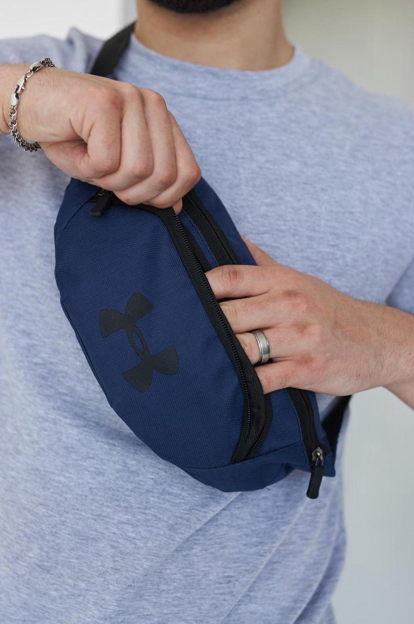 Бананка поясна under armour чоловіча синя сумка на пояс через плече андер армор