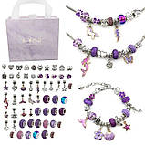 Набір для творчості та створення браслетів Пандора Біжутерія Фіолетова Подарунок для дівчинки шарми намистини 63 пре, фото 7