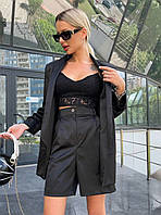 Костюм женский шорты и пиджак черная полоска