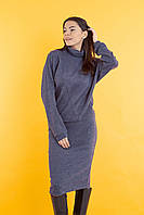 Костюм женский осенний зимний юбка + кофта очень теплый мягкая ангора синий 46