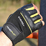 Рукавички для фітнесу PowerPlay 9058 Energy S чорно-жовті, фото 2