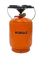 Газовый баллон NURGAZ 12,5 л (Резьба GW3/8"L 15,5мм) (5кг),с горелкой.