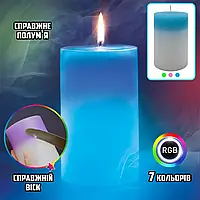 Декоративна воскова свічка з ефектом полум'я і LED-підсвіткою Candles magic 7 кольорів RGB BAN