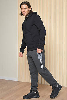 Спортивні штани чоловічі на флісі темно-сірого кольору 165451M