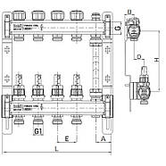 Колектор із витратомірами та термостатичними клапанами з байпасом Roho R814-08 — 1"х 8 вих. (RO005, фото 2