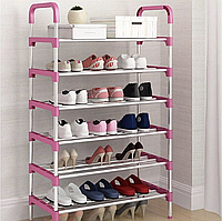 Полка для обуви Shoe Rack цвета на 6 ярусов с металлическим каркасом