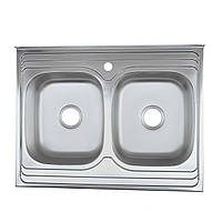 Накладна кухонна мийка з неіржавкої сталі Platinum 8060 D Сатин 0,7