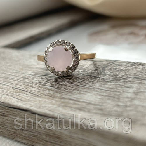 Кольцо из серебра с золотыми напайками розовым кварцем и цирконами - фото 7 - id-p713534617