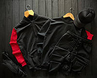 Спортивний костюм чоловічий Бомбер + Бананка Basil чорний | Комплект осінній весняний повсякденний