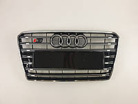 Решетка радиатора Audi A7 2010-2014год Черная с хромом (в стиле S-Line)