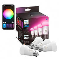 Светодиодная лампа Philips Hue E27 Color 806лм 60Вт 7W ZigBee, Bluetooth, Apple HomeKit (4 шт)