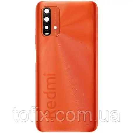Задня панель корпусу (кришка акумулятора) Xiaomi Redmi 9T зі склом камери, оригінал, Sunrise Orange