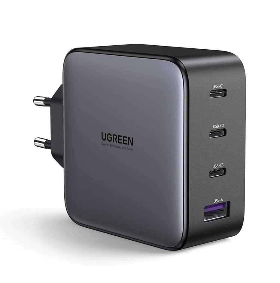 Мережевий зарядний пристрій UGREEN C USB 4-портовий адаптер для швидкої зарядки GaN 100 Вт вилка EU (CD226)