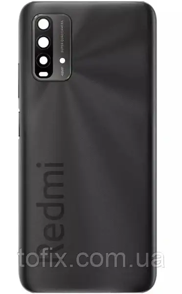 Задня панель корпусу (кришка акумулятора) Xiaomi Redmi 9T зі склом камери, оригінал, Carbon Gray