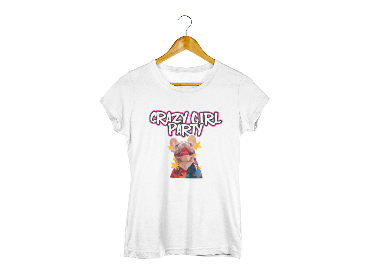 Футболка біла з принтом для очисника "Crazy Girl Party. Собачка" Push IT